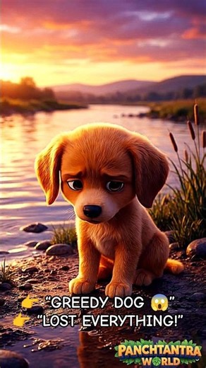 Panchatantra Tales Greedy Dog 🐕🐶🦴#Shorts #cartoon #panchatantra