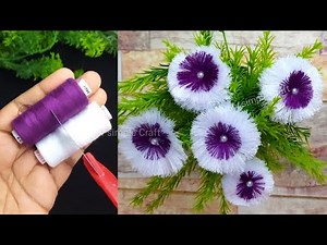 Flower making with Sewing Thread|Sewing thread/Thread Flowers/thread flower making