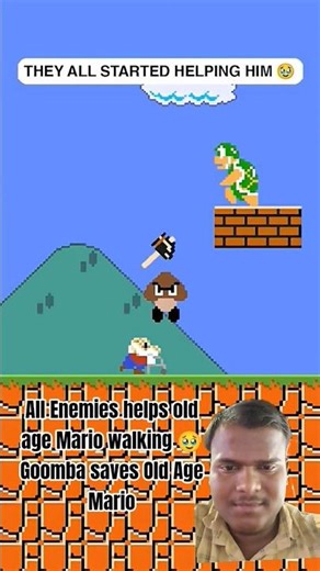 starting save all Enemies old age Mario walking 🥹 But Goomba saves Old Age Mario #supermariobros