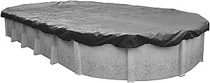 Robelle 15 x 30 ft Ultimate Charcoal Winter Oval Pool Cover for Above Ground Pools, 4 ft Overlap (19 x 34 ft Cover Size), Solid 14 x 14 Scrim, 5.2 oz/yd2, 20-Year Warranty, Style: 511530-4