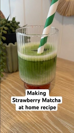 Making Strawberry Matcha at home 🍵🍓