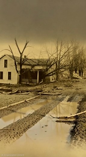Here’s another powerful moment from the Great Flood of 1913 brought back to living color. This scene comes from Bidwell Avenue in Fremont, where the floodwaters carved through entire neighborhoods, uprooting trees, collapsing porches, and leaving homes filled with debris and mud. What you’re seeing here is the aftermath—families stepping outside to a world completely changed overnight. The home in this photograph stood right in the path of the rushing Sandusky River as it rose to record-breaking
