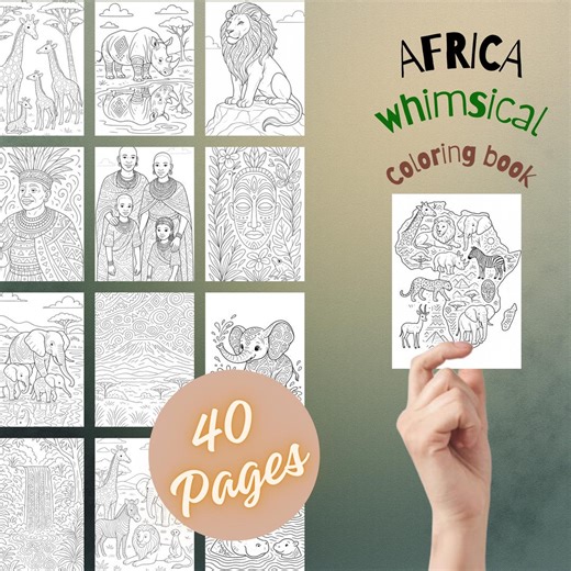 Africa Coloring Pages | African Animals, People & Tribal Patterns | Educational Printable PDF - Etsy