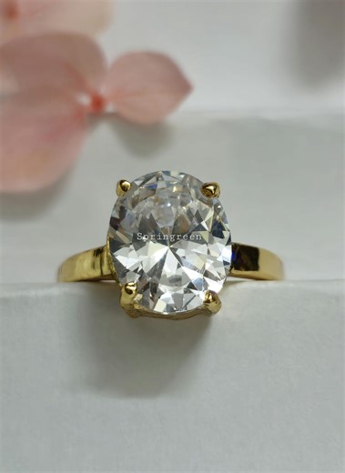 Four Prong Setting Oval Cut, 2.00 CT Solitaire 18K Solid Yellow Gold Wedding Ring - Etsy