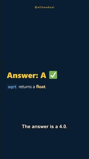 Python Quiz: math.sqrt(16) 🧠 #python #coding