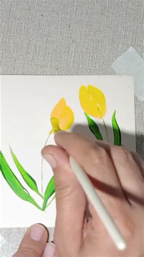 How to Draw Tulip Flowers with acrylic colours#Tulip Flower Painting#shorts.
