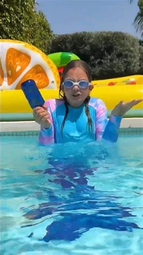 The mermaid teaches us not to litter! Pool adventure 🧜‍♀️ #shorts