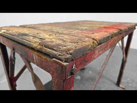 Mechanics Workshop Table Restoration | Engine Oil Completely Ruined the Wood
