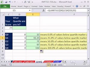 Excel Magic Trick 725: Which Quartile Are You In? INPUT your Score, Formula Says Quartile You Are In
