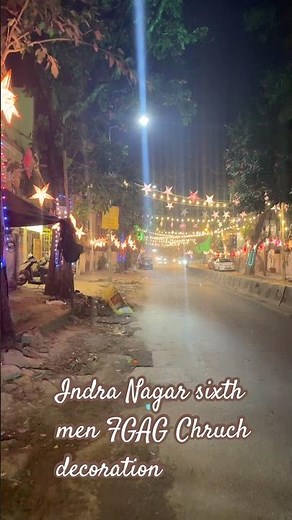 Night view Indra Nagar FGAG Church decoration Road ￼