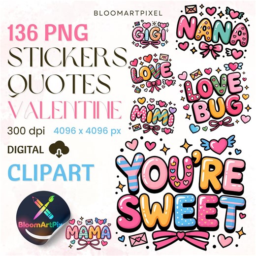 Valentine PNG Bundle Retro Sticker Quotes Bubble Letter Sublimation Clipart Love Doodle Design (digital Download 136 Pngs) - Etsy