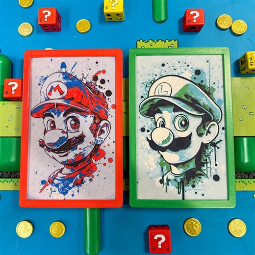 Mario & Luigi Retro Gaming Art | Framed Nintendo-inspired Decor | Gamer Room Decor | - Etsy