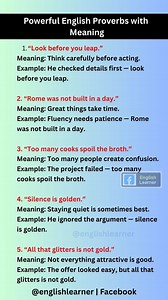 🌟 Strong English Proverbs for Smart Thinking ✨ Short proverbs, big lessons. ✨ Perfect for daily English practice. #LearnEnglishDaily #EnglishProverbs #SmartEnglish #EnglishForLife #DailyLearning #SpokenEnglish | English Learners