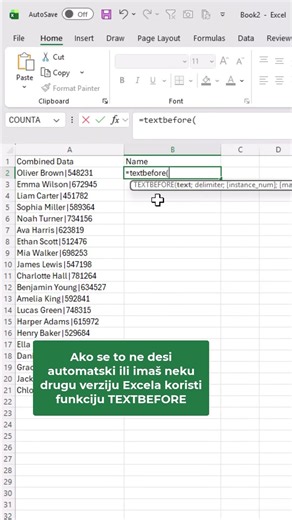 Kako automatski izdvojiti imena iz Excel tabele? #excelgrasic #exceltips #exceltutorial
