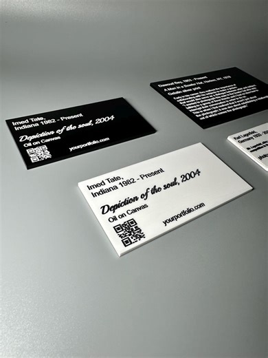 Art Gallery Sign, Art Placard, Museum Card, Acrylic Artwork Label, Artwork Description Sign, Art Sign, Artist Info Card, Mini Art Plaque - Etsy