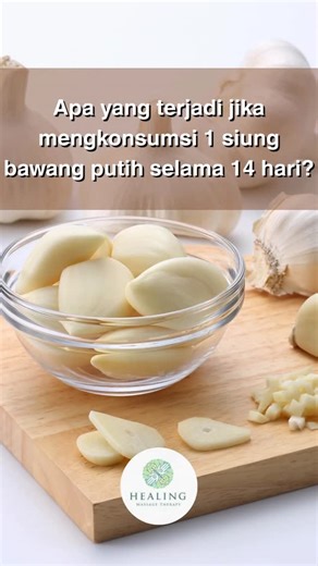 Massage Therapist Bali 💆🏻 on Instagram: "Modal bawang putih doang, penyakit kabur? Simak buktinya di sini! ~ ~ Sumber: regainyouth.id #bawangputih #manfaatbawangputih #garlicchallenge #tipssehatalami #obatherbal kesehatan detoxalami imunitas kolesterol hidupsehat eksperimen infokesehatan fypindonesia sehattanpaobat jantungsehat"