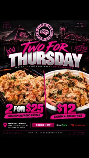 Brain Food Memphis: Thursday Deals on Chicken Alfredo & Salmon Fries