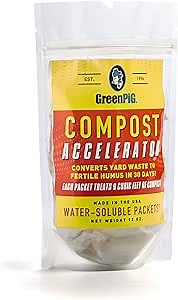GREEN PIG Compost Accelerator Converts Yard Waste to Fertile Humus in 30 Days and Helps Control Odors Associated with Compost Piles, 1 Bag (12 Dissolvable Packets)