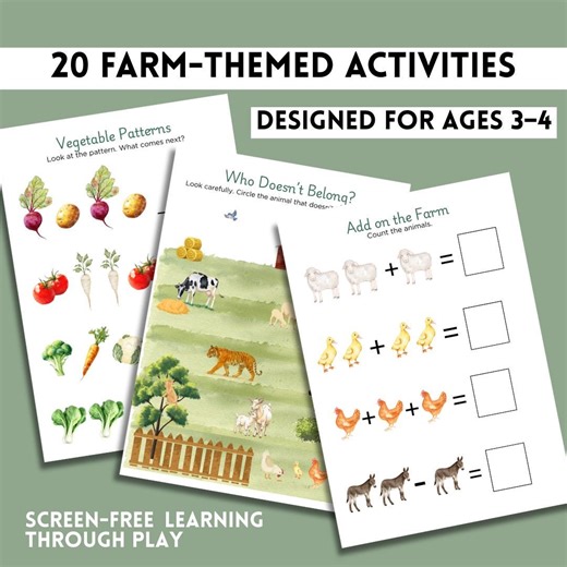 Farm Activity Pack for Ages 3–4 | Little Farm Helpers Printable - Etsy