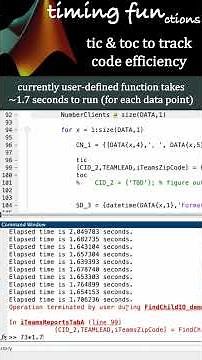 MATLAB: tic and toc to track/increase efficiency