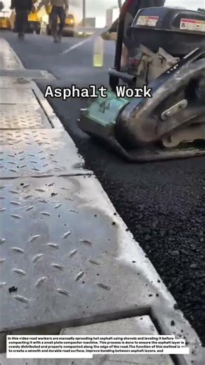 Manual Asphalt Spreading and Compaction Process | Road Construction Work.