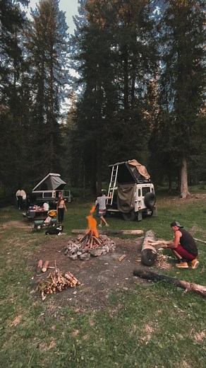 Group of Friends Enjoying a Rooftop Tent Camping Adventure