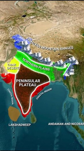 India’s Physiographic Divisions Explained Through Map 🏞️🗺️ #mapping #india #geography #physiography