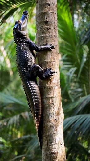 Unbelievable! Crocodile Caught Climbing a Tree! 🐊🌳😱