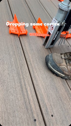 Joseph Mastersanti on Instagram: "To see more content like this, hit the FOLLOW button Laying some @timbertech vintage English walnut using the @fastenmasterpro Pamfast gun #deck #decksofinstagram #decks #screw #screwgun"