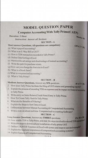Computer Accounting with Tally Prime |CATP |2nd sem Bcom| model question pepar|SEP|BU|#bcom #sep