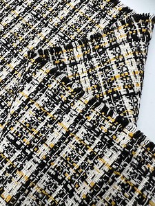 Tweed Fabric White Black Yellow | Textured Woven Sewing Material for Jackets, Blazers & Dresses - Etsy