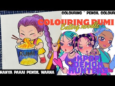 🪭RUMI🪭 Colouring Rumi KPOP Demon Hunters - eats noodle