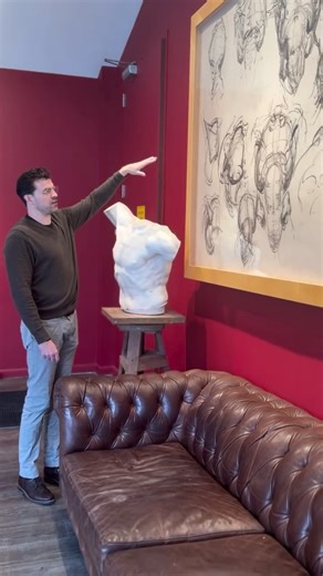 Lyme Academy of Fine Arts on Instagram: "It’s very inspiring to watch Anatomy Instructor @edmond_rochat_art develop his large structural drawings during class. Lyme Academy carries a long tradition of figurative training, shaped by instructors like George Bridgman, whose monumental anatomical drawing hangs in our Cast Hall. His approach reminds us how essential it is to understand the anatomical construction beneath the surface, and how that structure shapes the very topography of form. #lymeaca