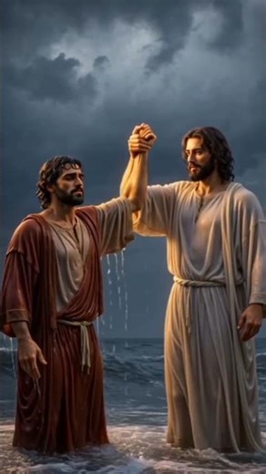 Peter Walking on Water 🌊 | Faith Over Fear | Christian Motivation Hindi #shorts