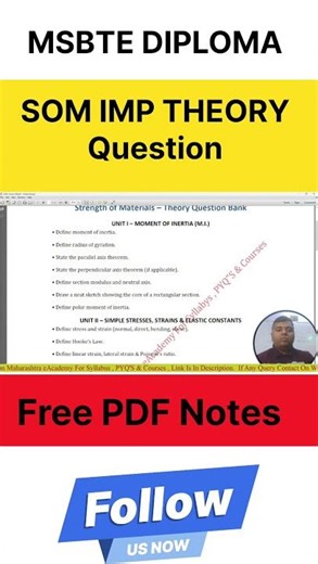 MSBTE Diploma K-Scheme SOM Free PDF Notes 📚 | Strength of Material