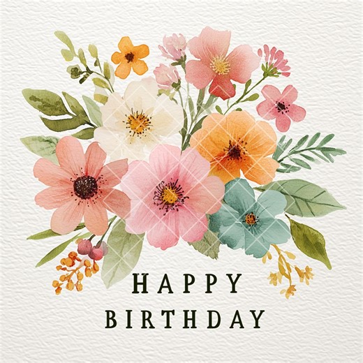 Watercolor Floral Birthday Clipart Bundle: Printable Flower Designs (digital Download - Etsy