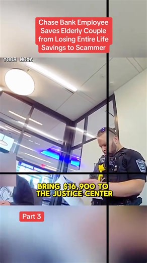 Chase Bank Employee Saves Elderly Couple from Losing Entire Life Savings to Scammer #cops #police #policeofficer #bodycam #crime #truecrime #truestory #foryou | Candy Winters