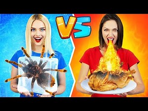 EPIC HOT GIRL VS COLD GIRL CHALLENGE 2 || Fire vs Ice for 24 hours! Food pranks and hacks by RATATA