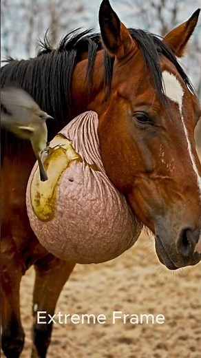 The bird rids the horse of infection #ai #animals #horse #birds #infection #shorts