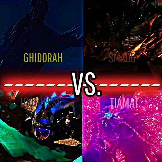 THE BATTLE DRAGON. GHIDORAH VS. SMAUG VS. TOOTHLESS VS. TIAMAT.