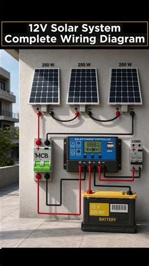12V Solar System Complete Wiring Diagram | Solar Charge Controller Wiring | Perfect Home Solar Setup