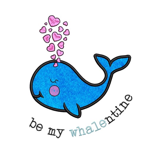 Whale Applique Machine Embroidery File – Be My Whalentime – Valentine Design – 5 Sizes Instant Download - Etsy