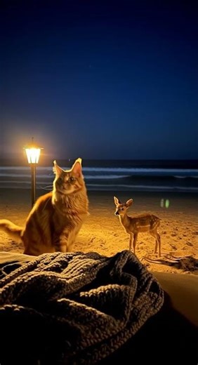 Cat meets deer#shorts #animals #deer#cats