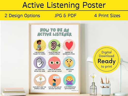 Active Listening Skills Poster: Classroom Bulletin Board (digital Download) - Etsy