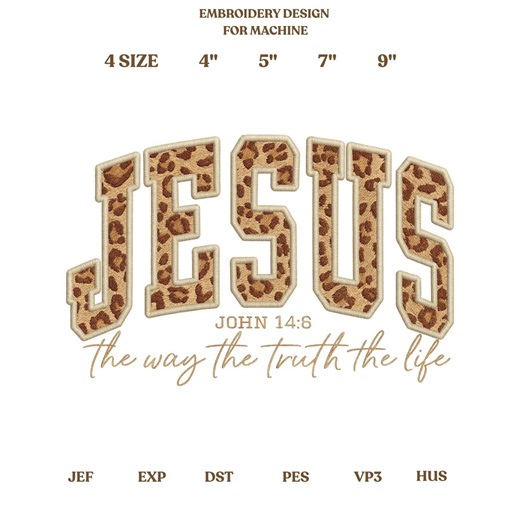 Cheetah Jesus Embroidery Design: Christian Bible Verse (digital File) - Etsy