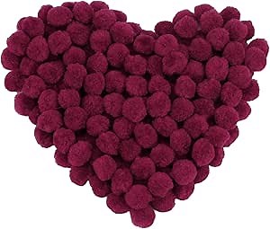 MORFEN 150 Pieces Pom Poms, 1 Inch Dark Red Craft Pom Poms, Fuzzy Pompom Puff Balls, Small Pom Pom Balls for DIY Arts, Crafts Projects, Home Decorations
