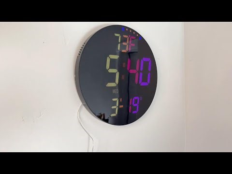 QINFIEY Large 12" RGB Color Changing Digital Wall Clock with Remote Control