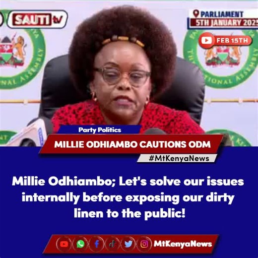 MILLIE ODHIAMBO CAUTIONS ODM Millie Odhiambo; Let's solve our issues internally before exposing our dirty linen to the public! #fyppppppppppppppppppppppp #mtkenyanews #newsupdates