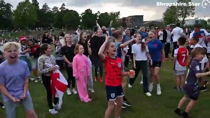 England fans celebrate the final result at Telford Town Park.