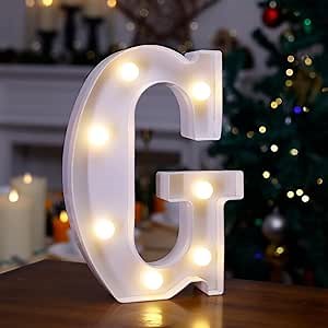 LED Marquee Sign Light Up Letters, Alphabet Light Up Letters Sign, Battery Powered LED Letter Lights for Night Light, Wedding, Birthday, Party, Christmas or Home Decor (Letter G)